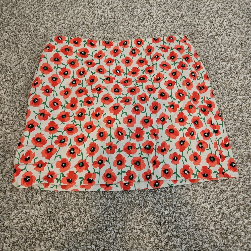 J.Crew Floral Red Flower Skirt